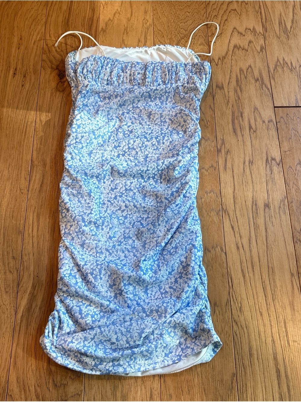 Princess Polly Light Blue Floral Ruched Mini Dress - Picture 3 of 4